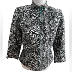 Musette Snake Skin Pattern Jacket Lined Ruched Sleeve Size 6